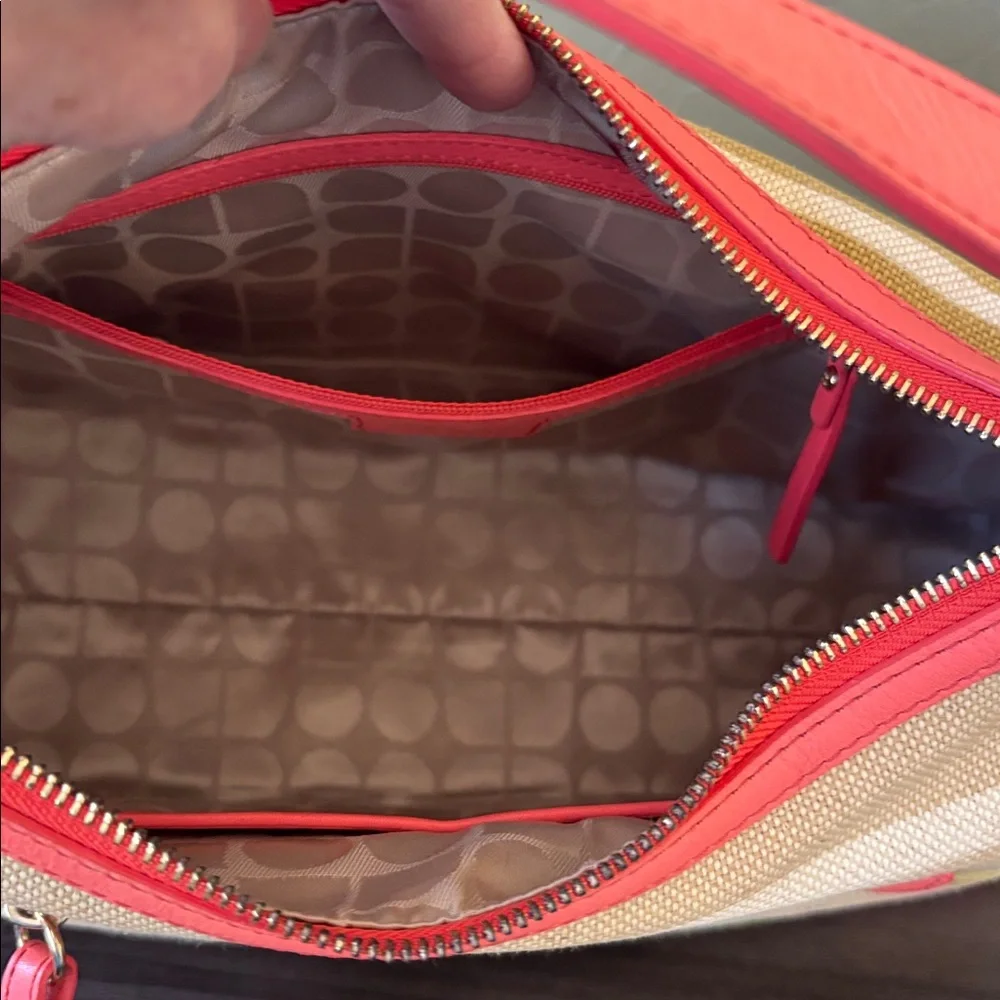 Kate Spade‎ Pastel Striped Canvas Shoulder Bag Gold Hardware